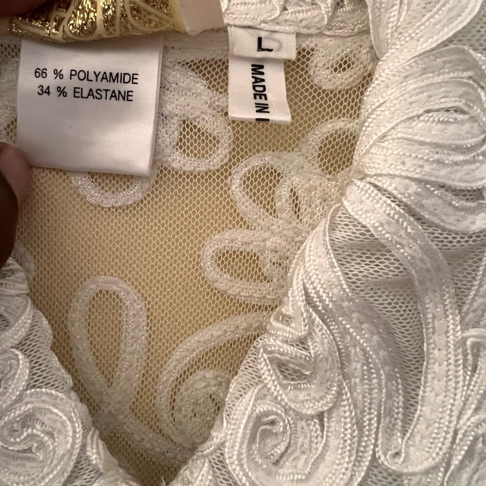 Cache White Sheer Button Down Shirt - image 5